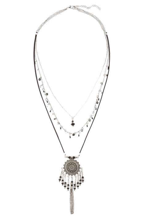 Ketting, meerrijig, amulet, sierkwastje