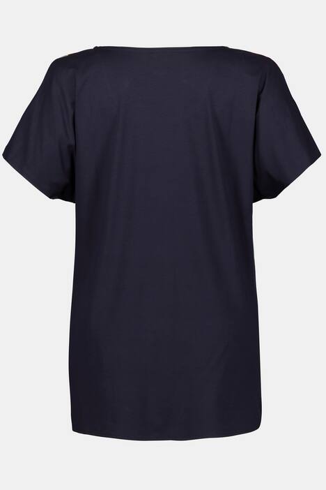 Shirt, Blütendesign, Oversized, Rücken uni, Ziersteine