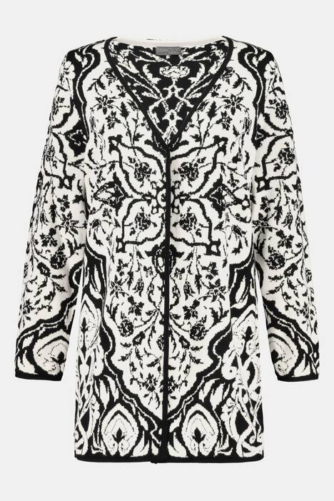 Cardigan, Jacquard-Feinstrick, längere Form, selection