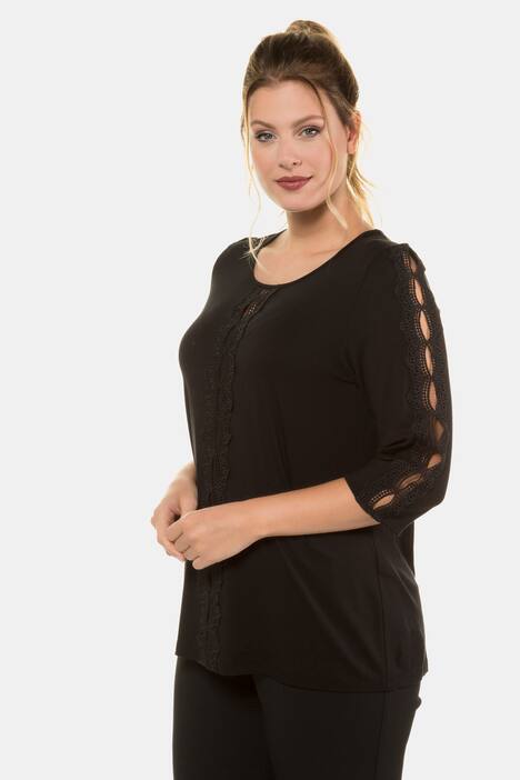 Shirt, transparente Spitzenbänder, Classic, 3/4-Arm