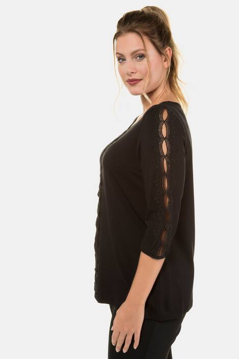 Shirt, transparente Spitzenbänder, Classic, 3/4-Arm