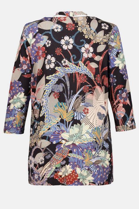 Shirt, gemustert, abnehmbare Schluppe, 3/4-Arm