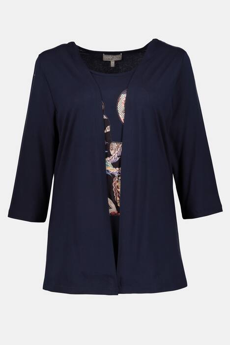 2-in-1-Shirt, Katzen-Applikation, Classic, 3/4-Arm