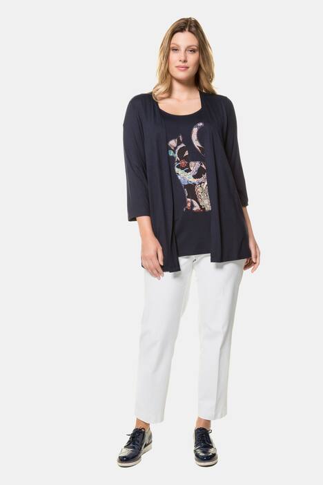 2-in-1-Shirt, Katzen-Applikation, Classic, 3/4-Arm