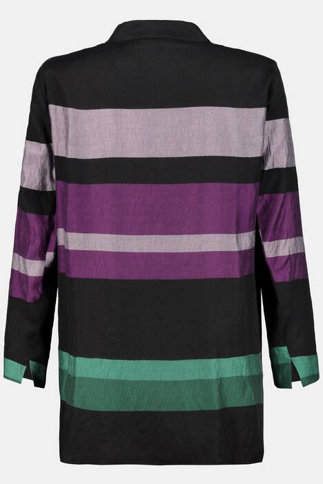 Blusenjacke, Streifen, A-Linie, Stehkragen, selection