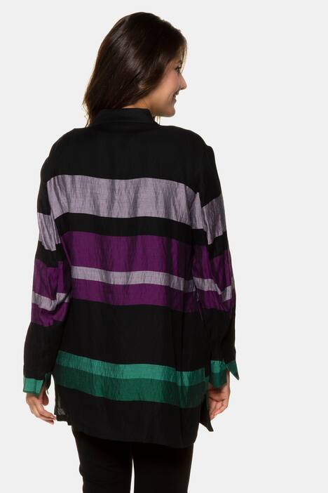 Blusenjacke, Streifen, A-Linie, Stehkragen, selection