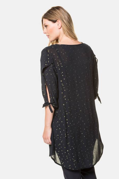 Blouse, lichte A-lijn, dubbellaags, lang model, zijsplitten