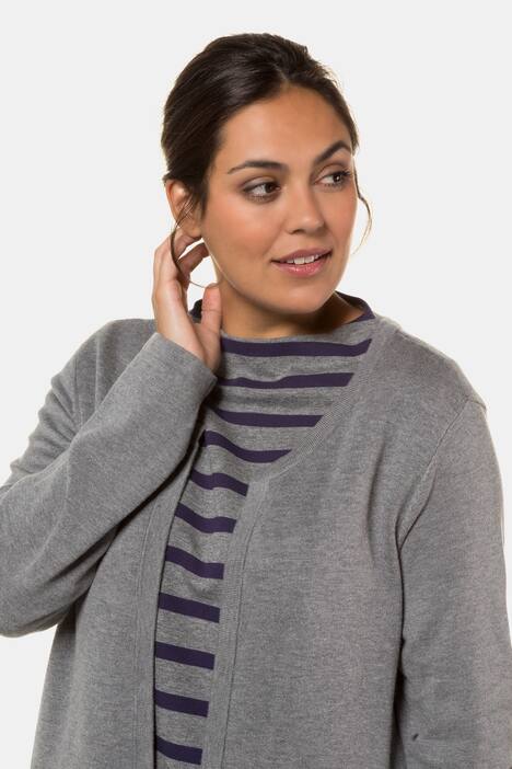 Doubleface Zip Pocket Round Neck Cardigan Sweater