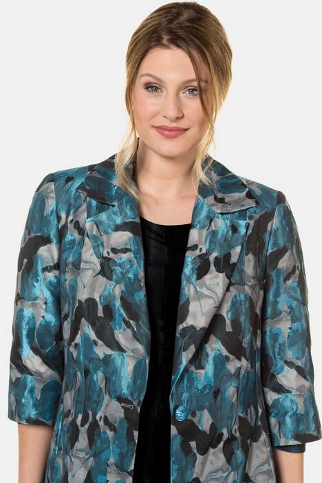 Mantel mit Jacquardblüten, Prinzess-Silhouette