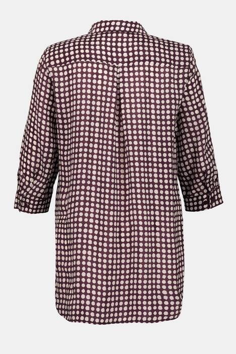 Longbluse, Punktmuster, verdeckte Knopfleiste, 3/4-Arm