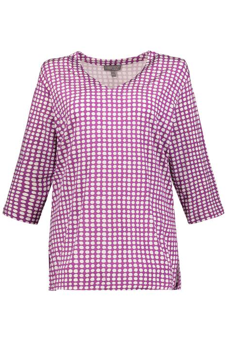 Slinkyshirt, Punktmuster, Relaxed, V-Ausschnitt, 3/4-Arm