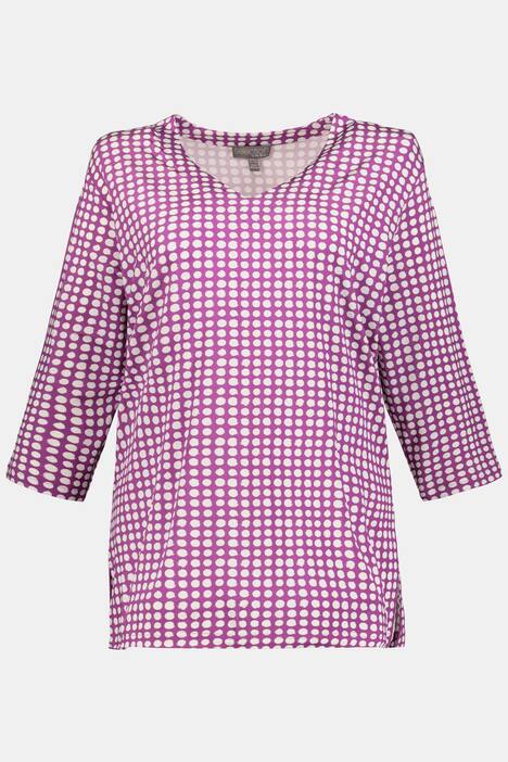 Slinkyshirt, Punktmuster, Relaxed, V-Ausschnitt, 3/4-Arm