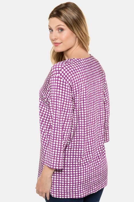 Slinkyshirt, Punktmuster, Relaxed, V-Ausschnitt, 3/4-Arm