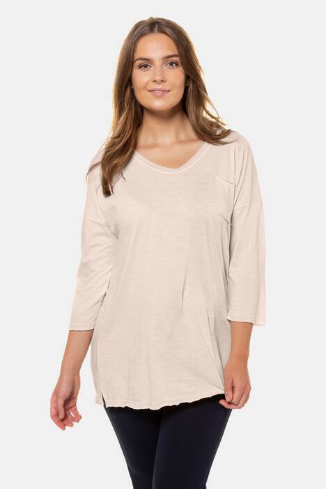 Eco Cotton Slub Yarn Pocket V-Neck Knit Tee