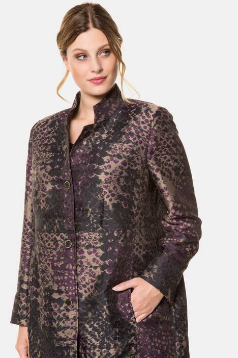 Blazer, Jacquardqualität, lange Form, Stehkragen