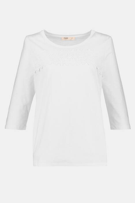 Shirt, Spitzenband, 3/4-Arm, Biobaumwolle, PURE