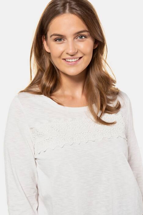 Shirt, Spitzenband, 3/4-Arm, Biobaumwolle, PURE