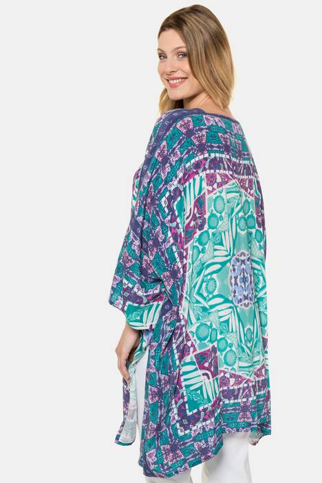 Tunika, grafisches Design, Oversized, V-Ausschnitt, 3/4-Arm