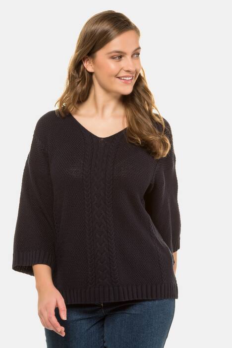 Pullover, Zopfmuster, Oversized, Biobaumwolle