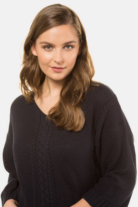Pullover, Zopfmuster, Oversized, Biobaumwolle