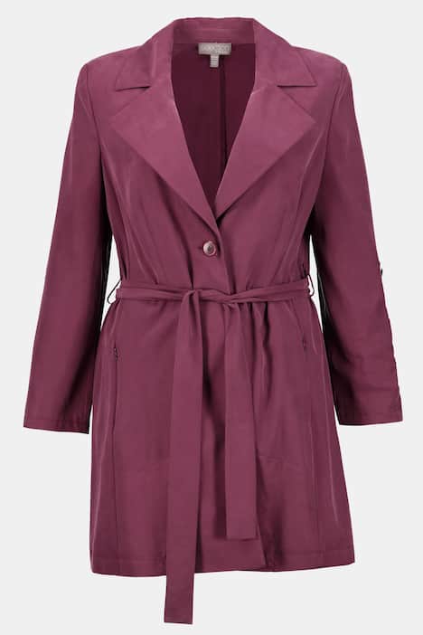 Jacke, Bindegürtel,Krempelriegel, Longform, selection