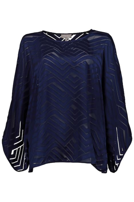 Kimono Style Geometric Sheer Burnout Blouse