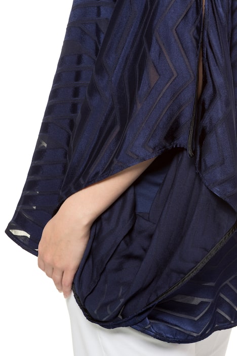 Kimono Style Geometric Sheer Burnout Blouse