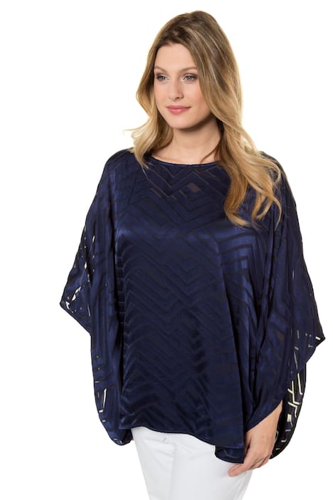 Kimono Style Geometric Sheer Burnout Blouse