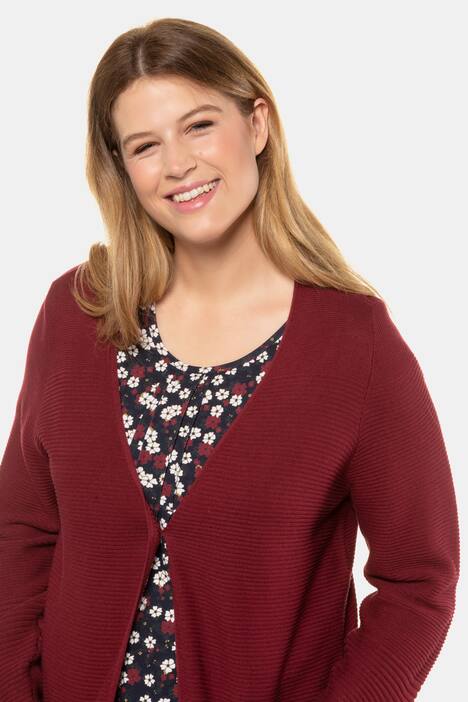 Progressive Rib Knit V-Neck Cardigan Sweater