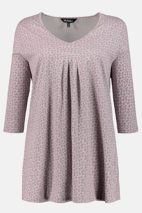 Shirt, Minimalprint, A-Linie, V-Ausschnitt, 3/4-Arm