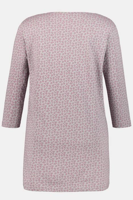 Shirt, Minimalprint, A-Linie, V-Ausschnitt, 3/4-Arm