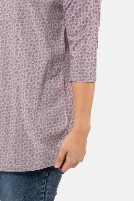 Shirt, Minimalprint, A-Linie, V-Ausschnitt, 3/4-Arm
