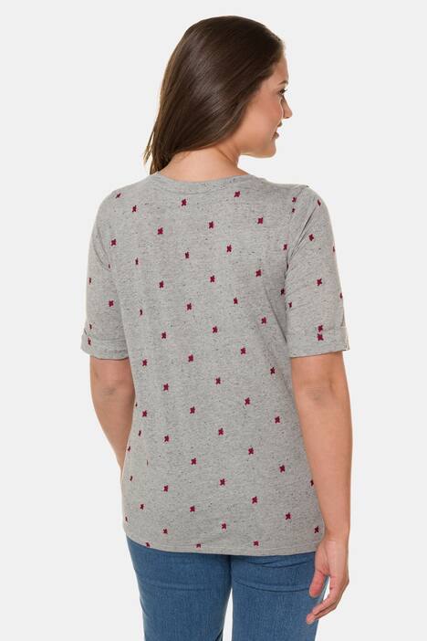 T-Shirt, gesticktes Muster, Classic, Ärmel mit Umschlag