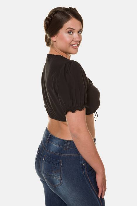 Dirndlbluse, gerüschter Carree-Ausschnitt, Puffärmel