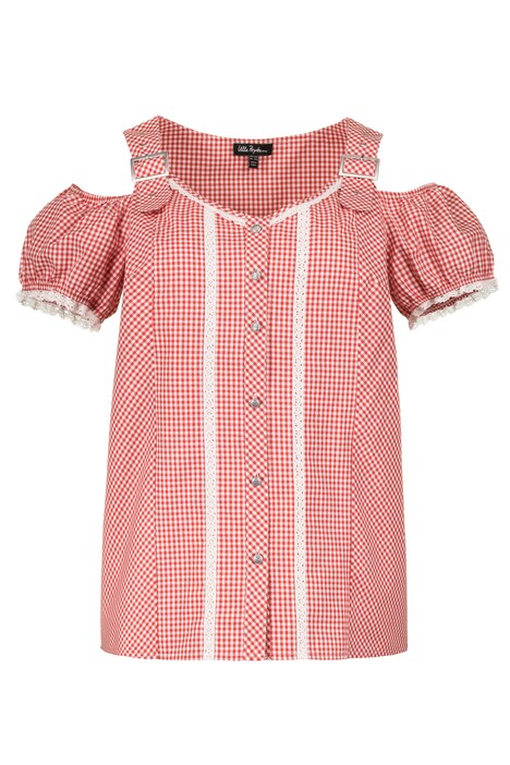 Lace Trim Cotton Short Sleeve Dirndl Blouse