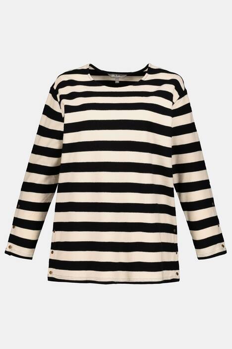 Sweatshirt, Blockstreifen, längere Form, Druckknöpfe