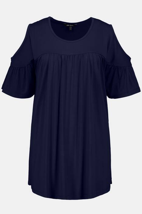 Shirt, schulterfrei, A-Linie, gekräuselte Quernaht
