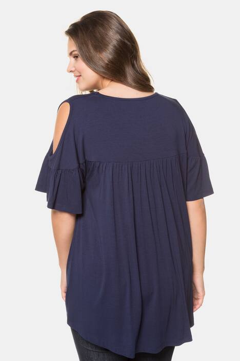 Shirt, schulterfrei, A-Linie, gekräuselte Quernaht