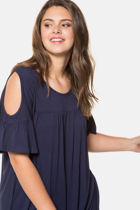 Shirt, schulterfrei, A-Linie, gekräuselte Quernaht