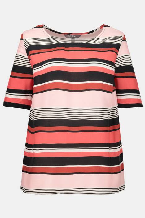 Striped Round Neck Short Sleeve Blouse