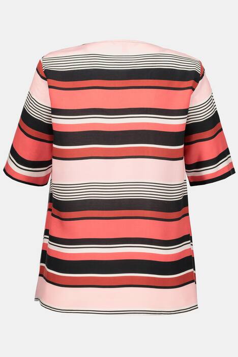 Striped Round Neck Short Sleeve Blouse