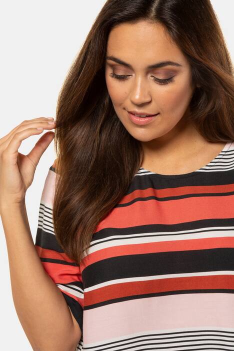 Striped Round Neck Short Sleeve Blouse