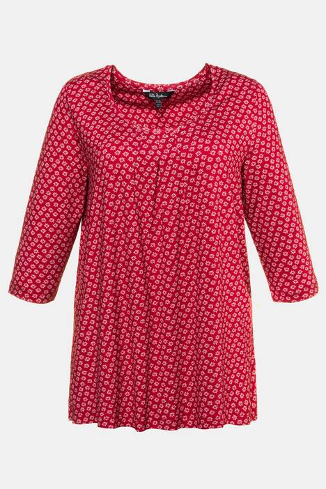 Shirt, Edelweißmuster, A-Linie, Zierfalten, Glitzersteine