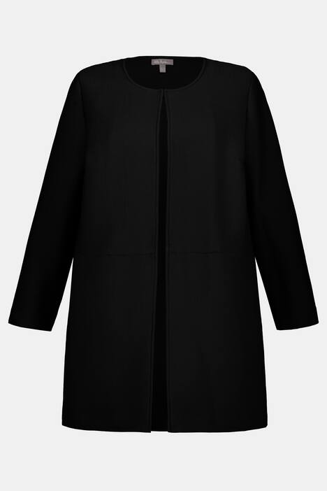 Longjacke, Querrippenstruktur, längere, offene Form