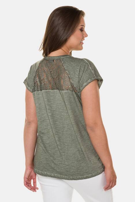 T-Shirt, Metallic-Druck, Oversized, Ziernieten, Flammjersey