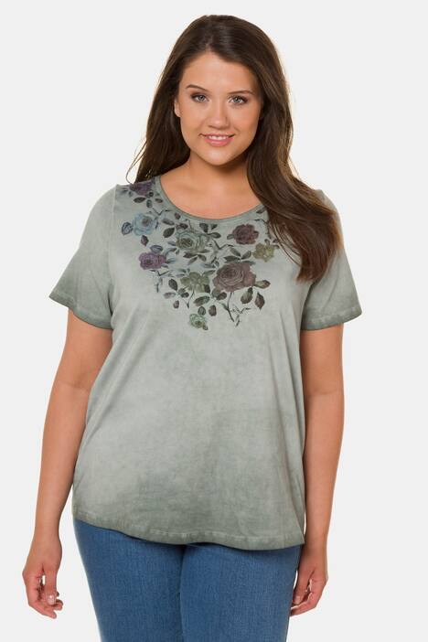 T-Shirt, Rosenmuster, Classic, Glitzersteine