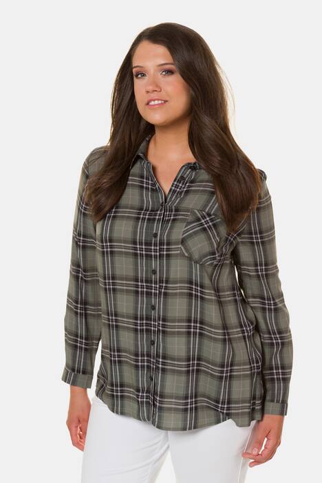 Bluse, Karomuster, Regular, leichte Qualität