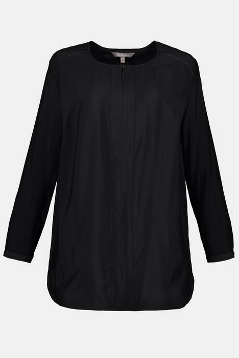 Mixed Fabric Seam Detail Round Neck Tunic