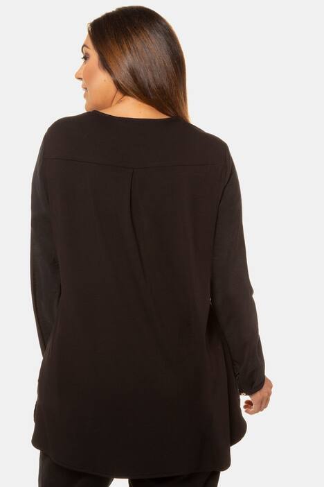 Mixed Fabric Seam Detail Round Neck Tunic