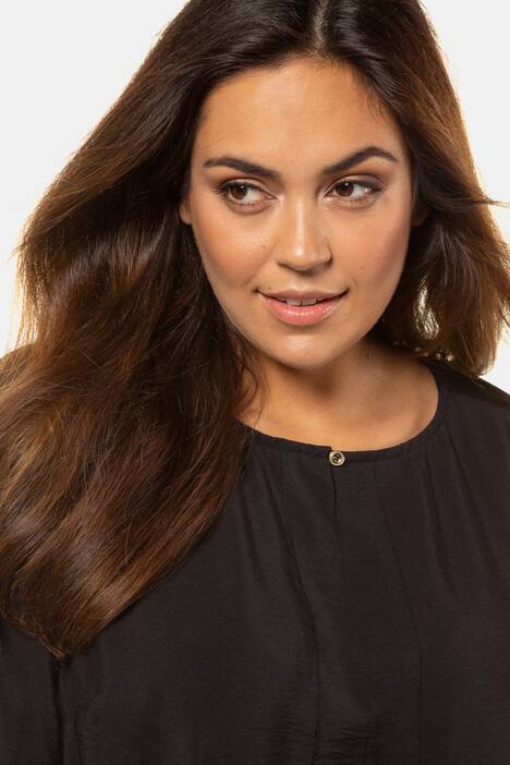 Mixed Fabric Seam Detail Round Neck Tunic